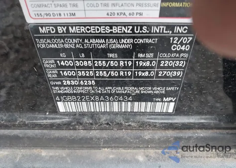 2008 Mercedes-Benz Ml 320 Cdi 4Matic z USA, uszkodzony, nr VIN 4JGBB22EX8A360434